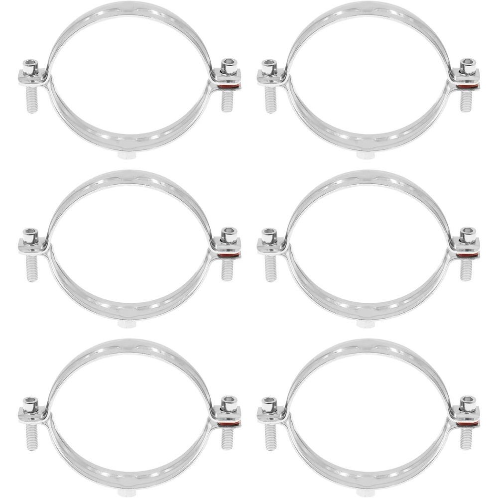 Ulifestar 304 Stainless Steel Pipe Clamp Ring Hanger 6pcs 102-108mm 4in Silver